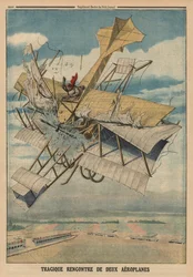 Tragischer Zusammenstoß zweier Flugzeuge, Rückseitencover-Illustration aus 